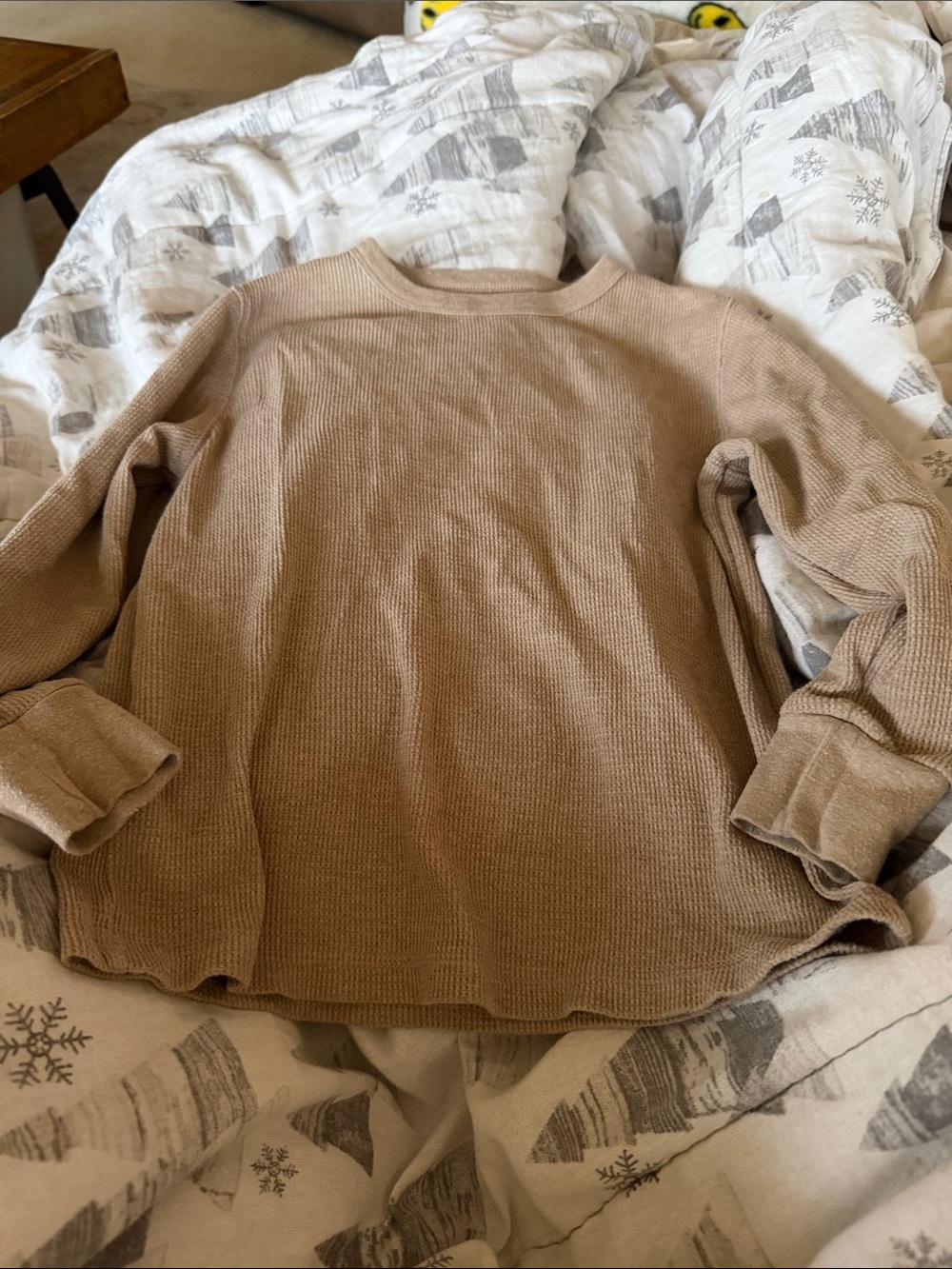 Old Navy Beige Waffle-Knit Long Sleeve Tee